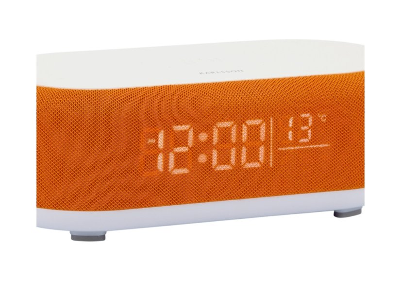 Stolové hodiny s budíkom, nabíjačkou smartfónov a Bluetooth reproduktorom 6033OR Karlsson 20cm