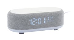 Stolové hodiny s budíkom, nabíjačkou smartfónov a Bluetooth reproduktorom 6033GY Karlsson 20cm