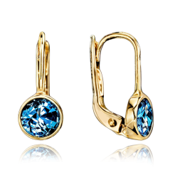 MINET Zlaté náušnice s modrými kameňmi Au 585/1000 1,40g