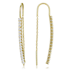 MINET Elegantné pozlátené strieborné závesné náušnice s bielymi zirkónmi