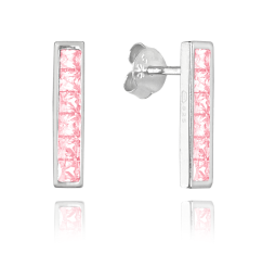 Trblietavé strieborné náušnice MINET s veľkými ružovými zirkónmi