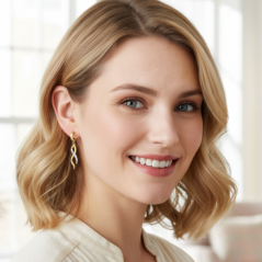 MINET Elegantné zlaté náušnice s bielymi zirkónmi Au 585/1000 2,35g