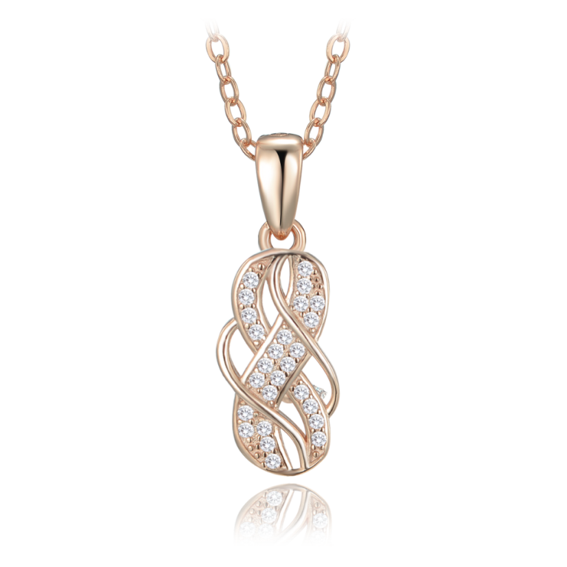 MINET Rose gold luxusní stříbrný náhrdelník s bílými zirkony MINET Rose gold luxusní stříbrný náhrdelník s bílými zirkony