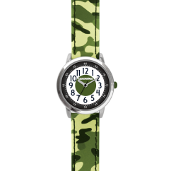 Svietiace zelené chlapčenské hodinky CLOCKKODIEL ARMY s maskáčovým vzorom CWB0031