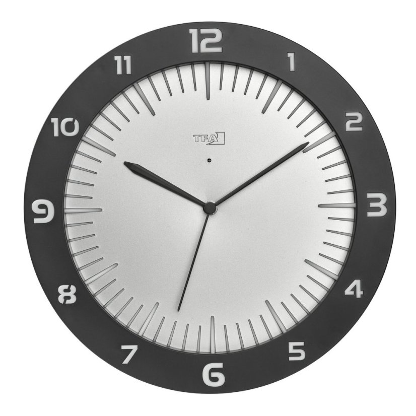 TFA 60.3553.10 - rádiom riadené nástenné hodiny s farebným osvetlením LUMOCLOCK