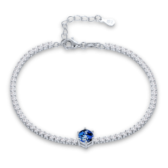 MINET Elegantný strieborný náramok s tmavomodrým a bielym zirkónom