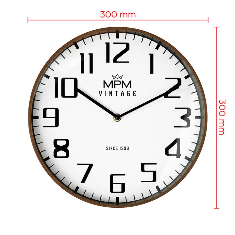 Nástenné hodiny s tichým chodom MPM Vintage I Since 1993 - E01.4200.52