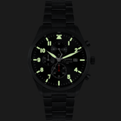 LAVVU Pánské titanové hodinky PILOT Chronograph Black 100M Sapphire