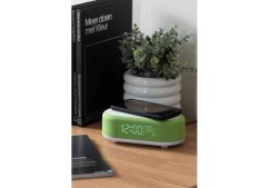 Stolové hodiny s budíkom, nabíjačkou smartfónov a Bluetooth reproduktorom 6033BG Karlsson 20cm