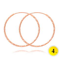 MINET Rose gold brúsené strieborné náušnice KRUHY 4 cm