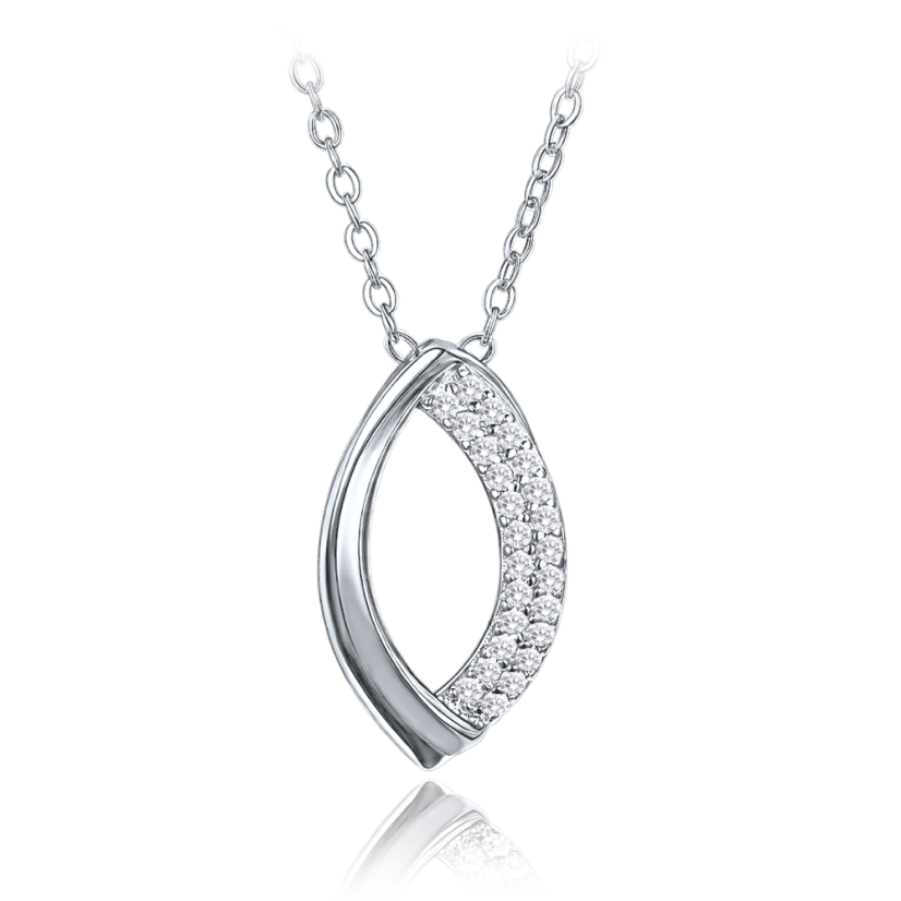 MINET Elegantný strieborný náhrdelník s bielymi zirkónmi