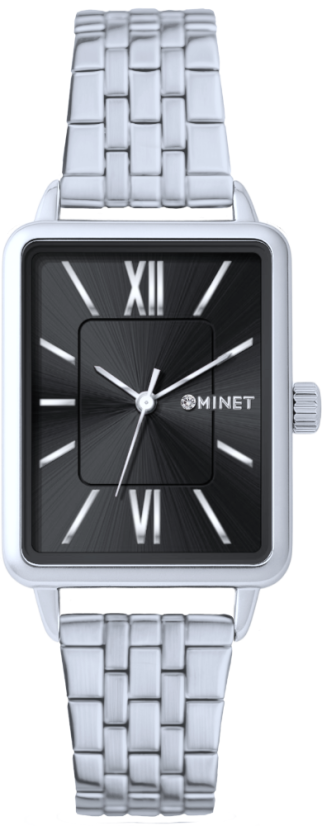 MINET Stříbrné dámské hodinky SIENA se stříbrným ocelovým řemínkem
