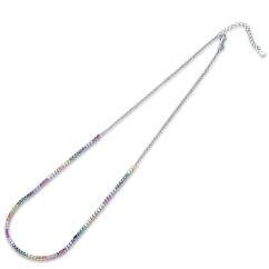 MINET Strieborný tenisový náhrdelník s rôznofarebnými zirkónmi