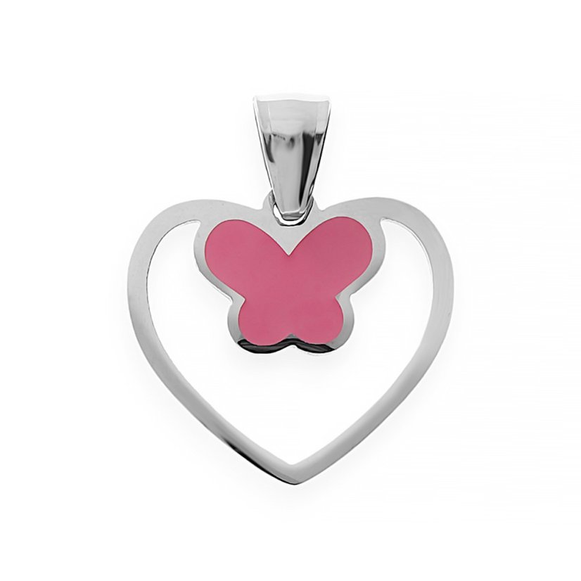 Nerezový prívesok Love Butterfly - striebornoružovej farby - SPD.6677