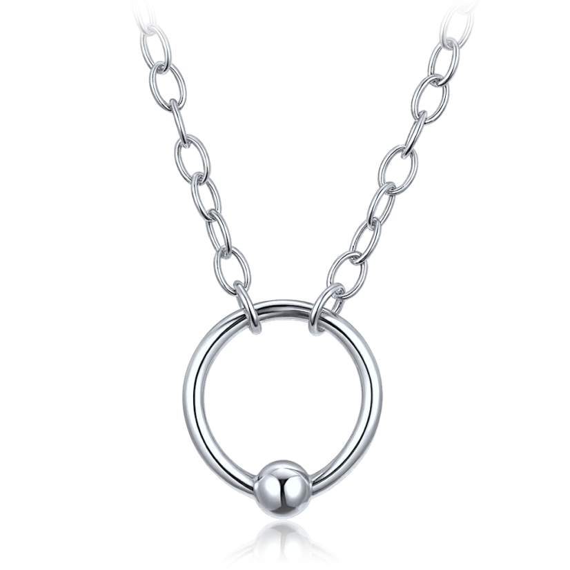 MINET Elegantný strieborný náhrdelník krúžok