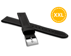 LAVVU XXL Prodloužený prošitý černý řemínek SPORT z luxusní kůže Top Grain - 18 XXL