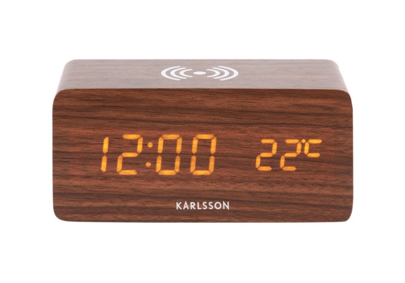 LED budík-hodiny 5933DW Karlsson s nabíjačkou smartfónov 15cm