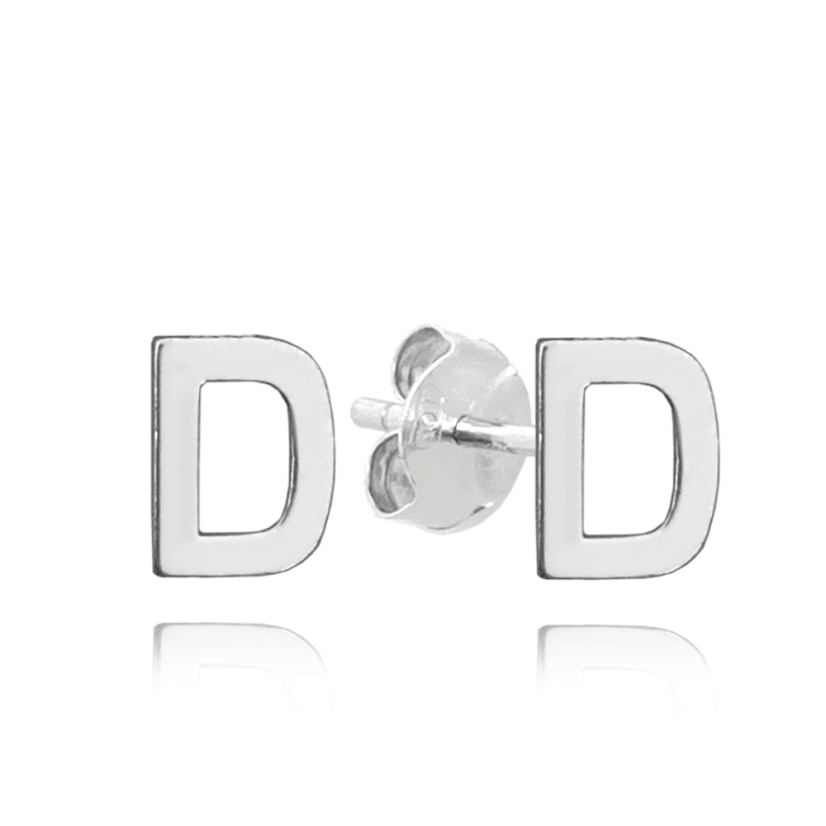 MINET Strieborné náušnice písmeno "D"