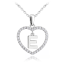 MINET Strieborný náhrdelník písmeno v srdiečku "E" so zirkónmi