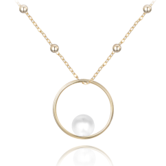 MINET Zlatý náhrdelník s prírodnou perlou Au 585/1000 1,90 g