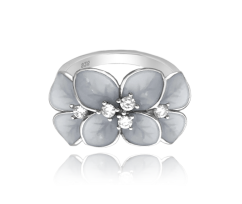 Rozkvetlý stříbrný prsten MINET FLOWERS s bílými zirkony vel. 49 JMAS5034WR49