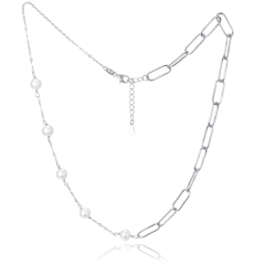MINET Strieborný náhrdelník s prírodnými perlami