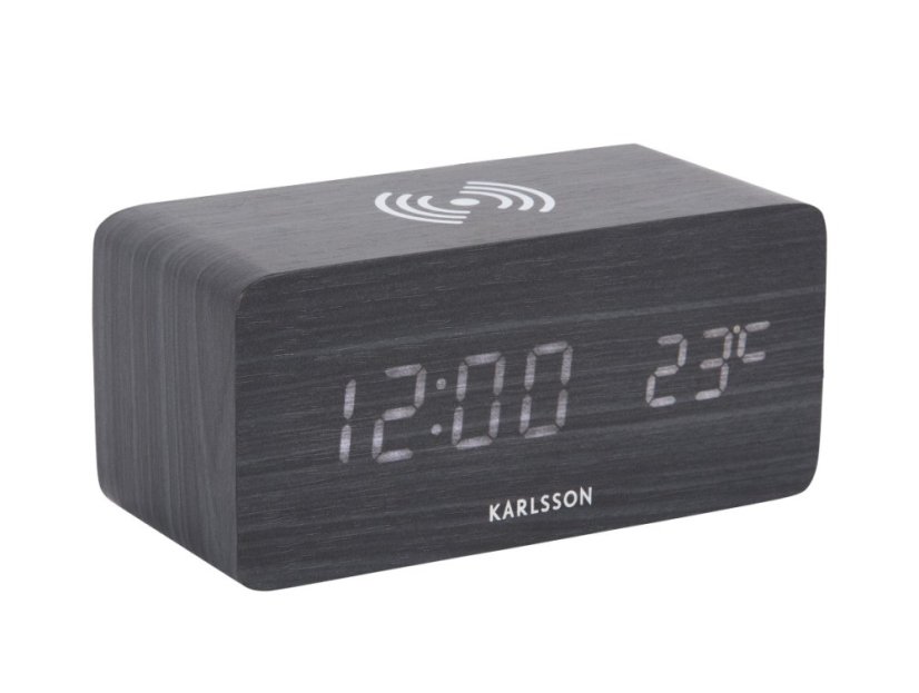 LED budík - hodiny 5933BK Karlsson s nabíjaním 15cm