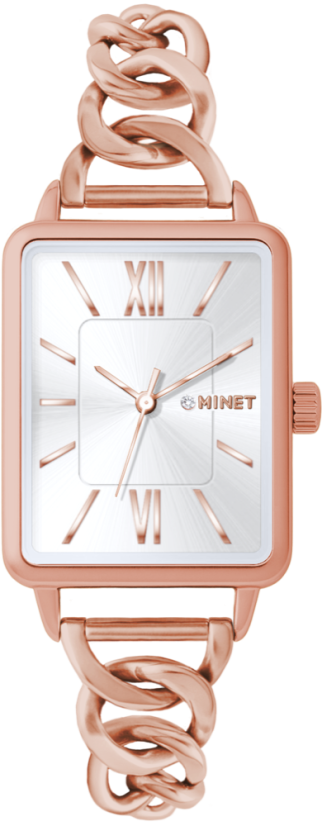 MINET Rosegold dámské hodinky SIENA se rosegold ocelovým řemínkem
