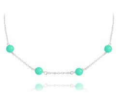 MINET Strieborný náhrdelník so zelenými opálkami