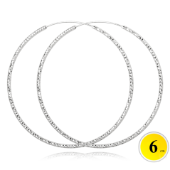 MINET Brúsené strieborné náušnice KRUHY 6 cm
