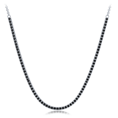 MINET Strieborný tenisový náhrdelník s čiernymi zirkónmi