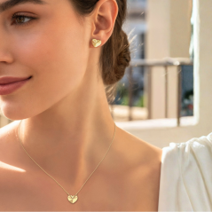 MINET Decentné zlaté náušnice s motívom sŕdc Au 585/1000 1,70g