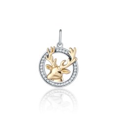 Pozlátený strieborný prívesok so zirkónmi jeleň JVD SVLP1084X61BK00