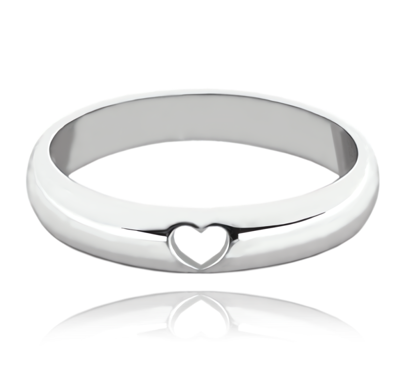 MINET+ Stříbrný snubní prsten se srdíčkem vel. 65