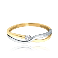 MINET Zlatý křížený prsten v kombinaci žlutého a bílého zlata Au 585/1000 vel. 56 - 1,30g