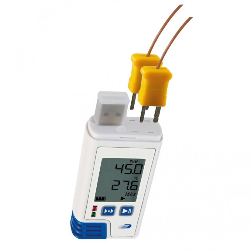 TFA 31.1061.02 LOG210 TC - USB Datalogger s displejem pro měření vnitřní teploty, vlhkosti + externí pomocí termočlánkových sond s PDF výstupem -