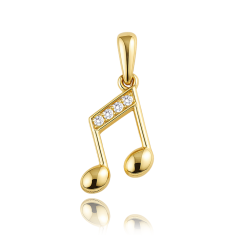 MINET Zlatý príves nota s bielymi zirkónmi Au 585/1000 0,55g