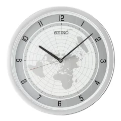 Nástěnné hodiny s tichým chodem a mapou světa Seiko QXA814A