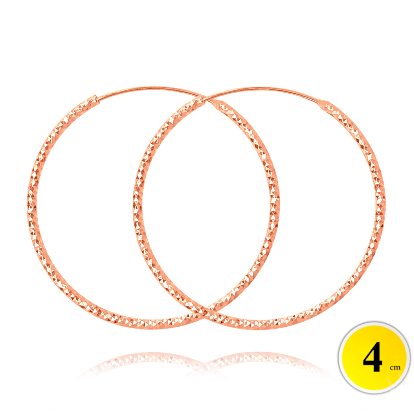 MINET Rose gold brúsené strieborné náušnice KRUHY 4 cm