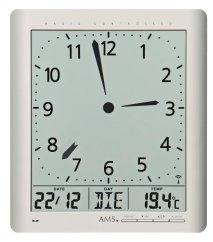 Digitální nástěnné i stolní hodiny 5898 AMS řízené rádiovým signálem 24cm
