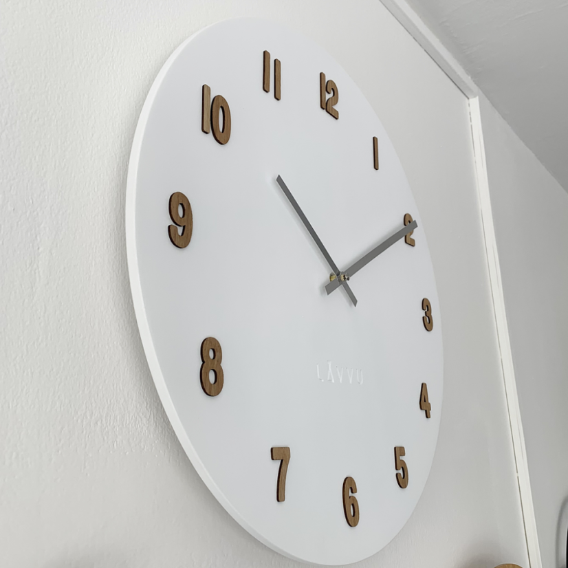 Veľké biele drevené hodiny LAVVU WHITE LCT4070