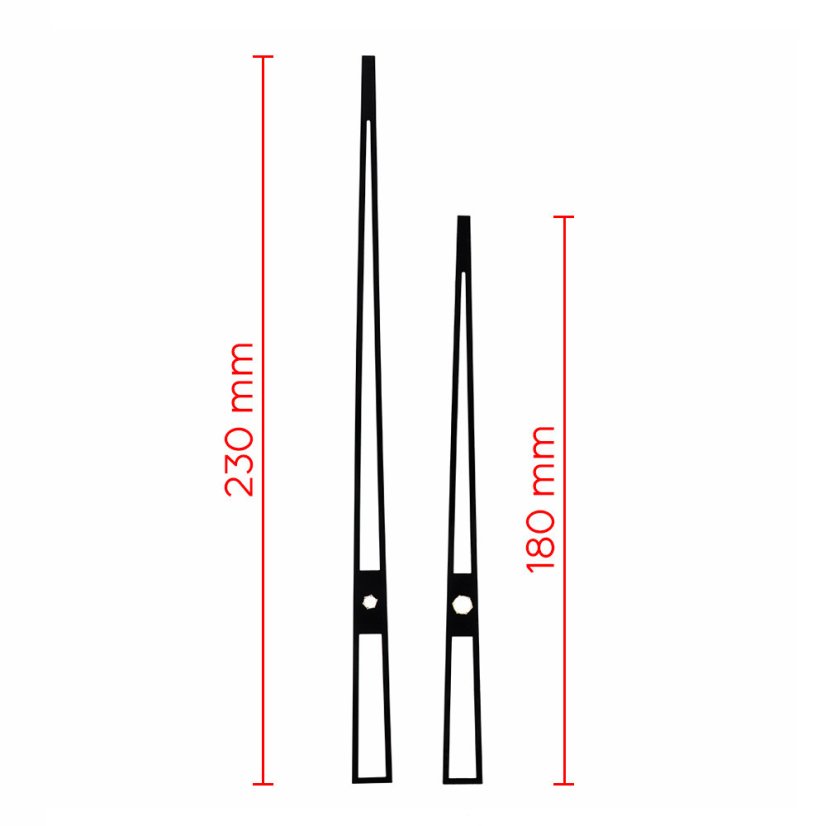 Kovové hodinové ručičky B29 (172 mm, 123 mm) - černé - Ručičky hodinové B29 pár černé