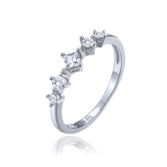 MINET Elegantný strieborný prsteň s bielymi zirkónmi veľ. 56