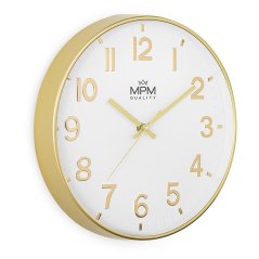 Nástěnné hodiny s tichým chodem MPM Aurumis - zlaté - E01.4593.80