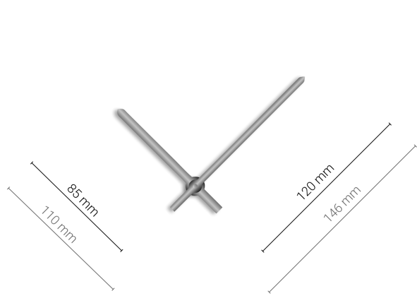 Strieborné rovné hliníkové ručičky na hodiny 120 mm | 85 mm