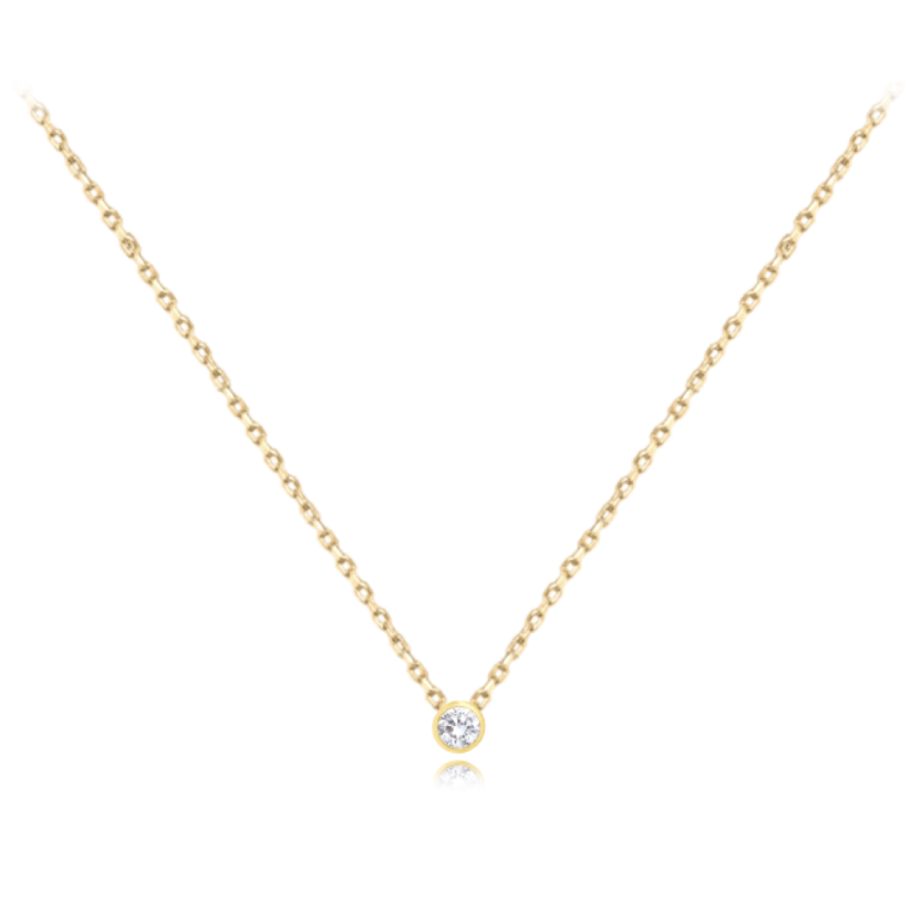 MINET Zlatý náhrdelník s bílým zirkonem Au 585/1000 1,15g