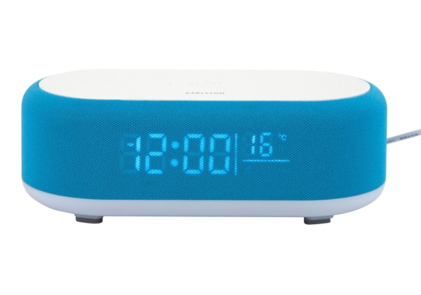 Stolové hodiny s budíkom, nabíjačkou smartfónov a Bluetooth reproduktorom 6033BB Karlsson 20cm