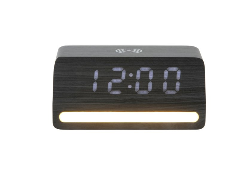 LED hodiny-budík 6078BK Karlsson s nabíječkou smartphonů 16cm