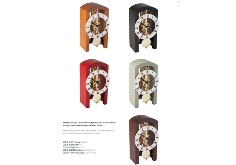 Stolné mechanické kyvadlové hodiny 23015-740721 Hermle 18cm