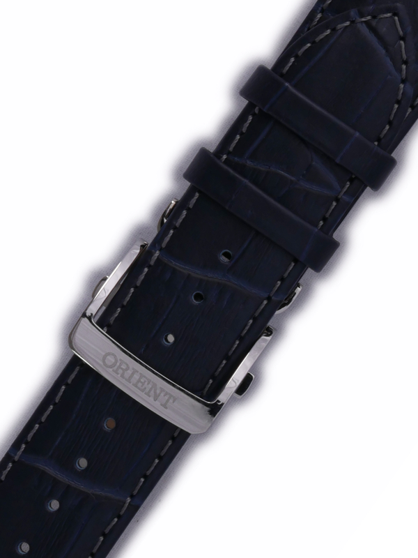 Modrý kožený řemínek Orient UDEYDSD, stříbrná přezka (pro modely FET0T, FAK00)